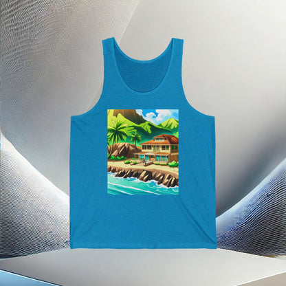 Tropical Paradise Unisex Jersey Tank Top – Island Vibes All Year Long