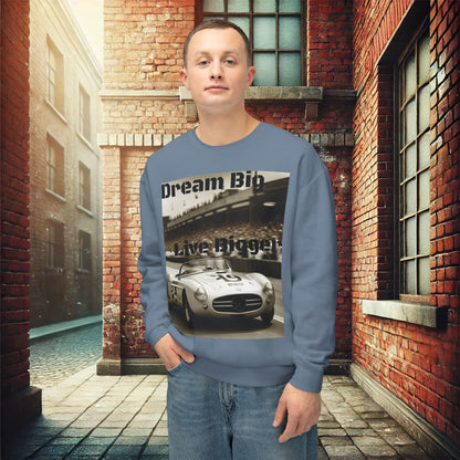 "Dream Big, Live Bigger" Vintage Racing Crewneck Sweatshirt – Ultimate Softness & Sustainable Style