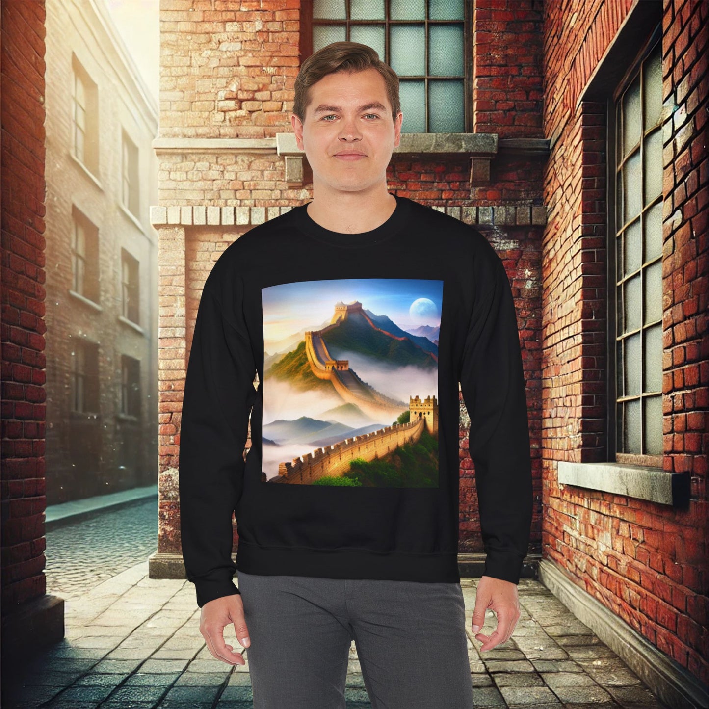 "Majestic Walls of History" Unisex Heavy Blend Crewneck Sweatshirt – Cozy Comfort for Colder Months