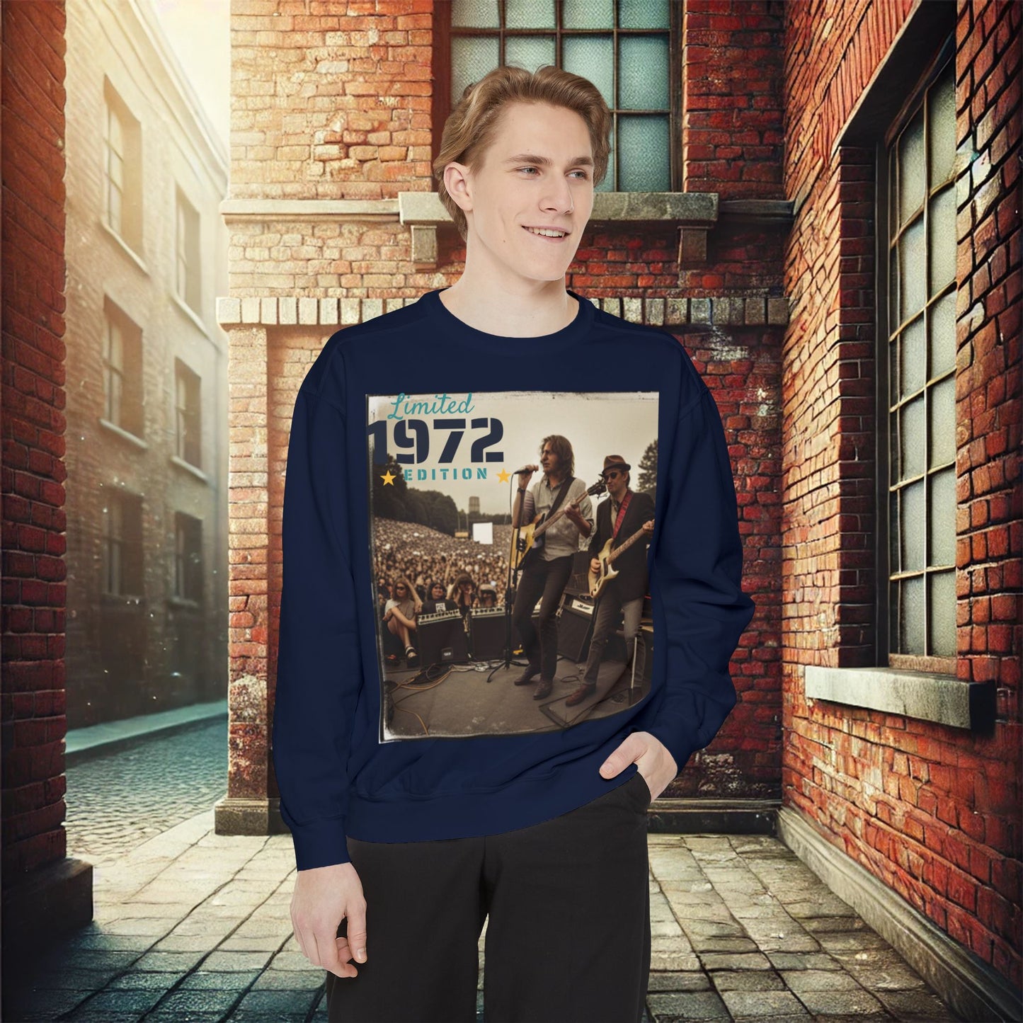 "Vintage 1972 Live" Retro Concert Unisex Garment-Dyed Sweatshirt – Premium Comfort & Style