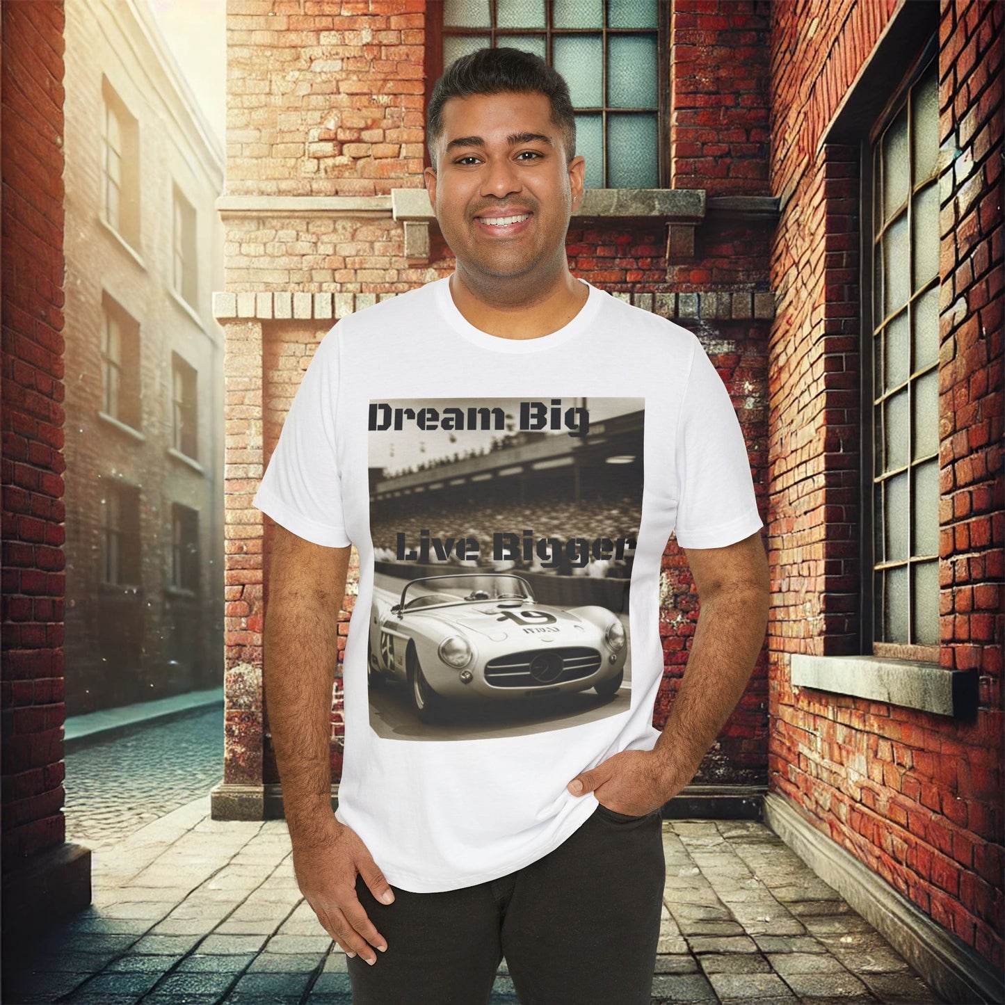 "Dream Big, Live Bigger" Vintage Racing Unisex Jersey Short Sleeve T-Shirt