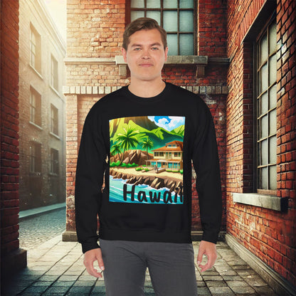 Tropical Paradise Unisex Heavy Blend Crewneck Sweatshirt – Cozy Comfort for Colder Months