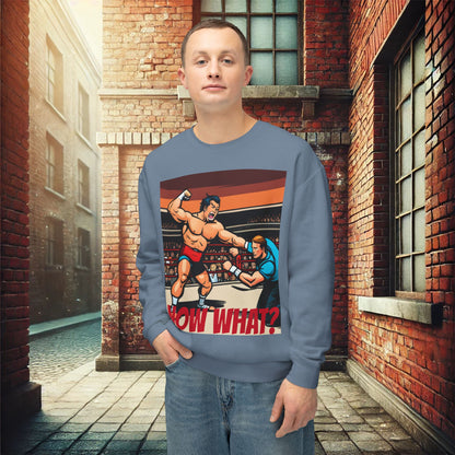 "Now What?" Wrestling Champion Crewneck Sweatshirt – Ultimate Softness & Sustainable Style