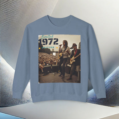 "Vintage 1972 Live" Retro Concert Crewneck Sweatshirt – Ultimate Softness & Sustainable Style