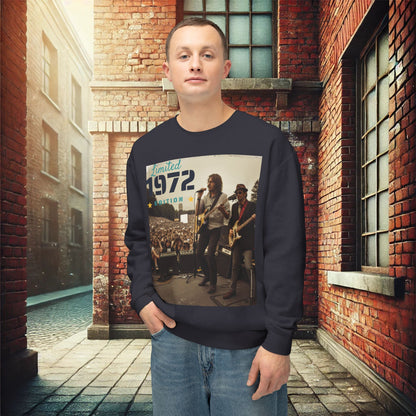 "Vintage 1972 Live" Retro Concert Crewneck Sweatshirt – Ultimate Softness & Sustainable Style