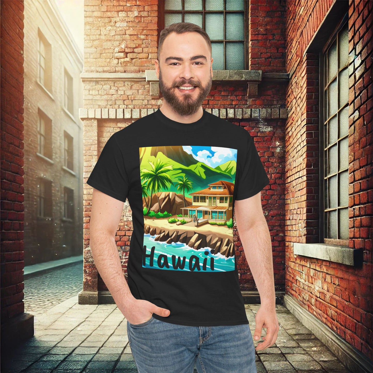 Camiseta de algodón pesado unisex de Hawaii 