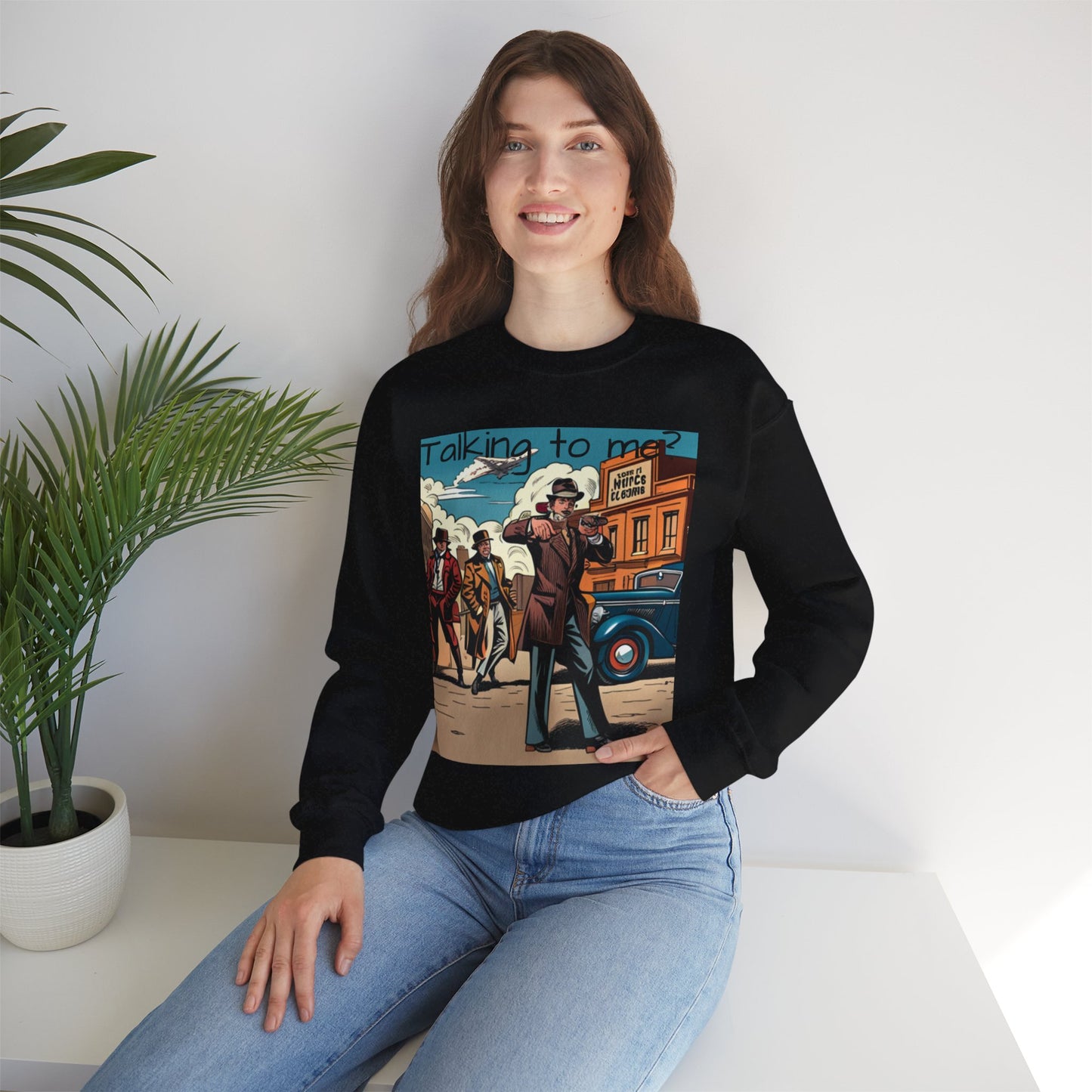 "Vintage Gangster Vibes" Unisex Heavy Blend Crewneck Sweatshirt – Cozy Comfort for Colder Months