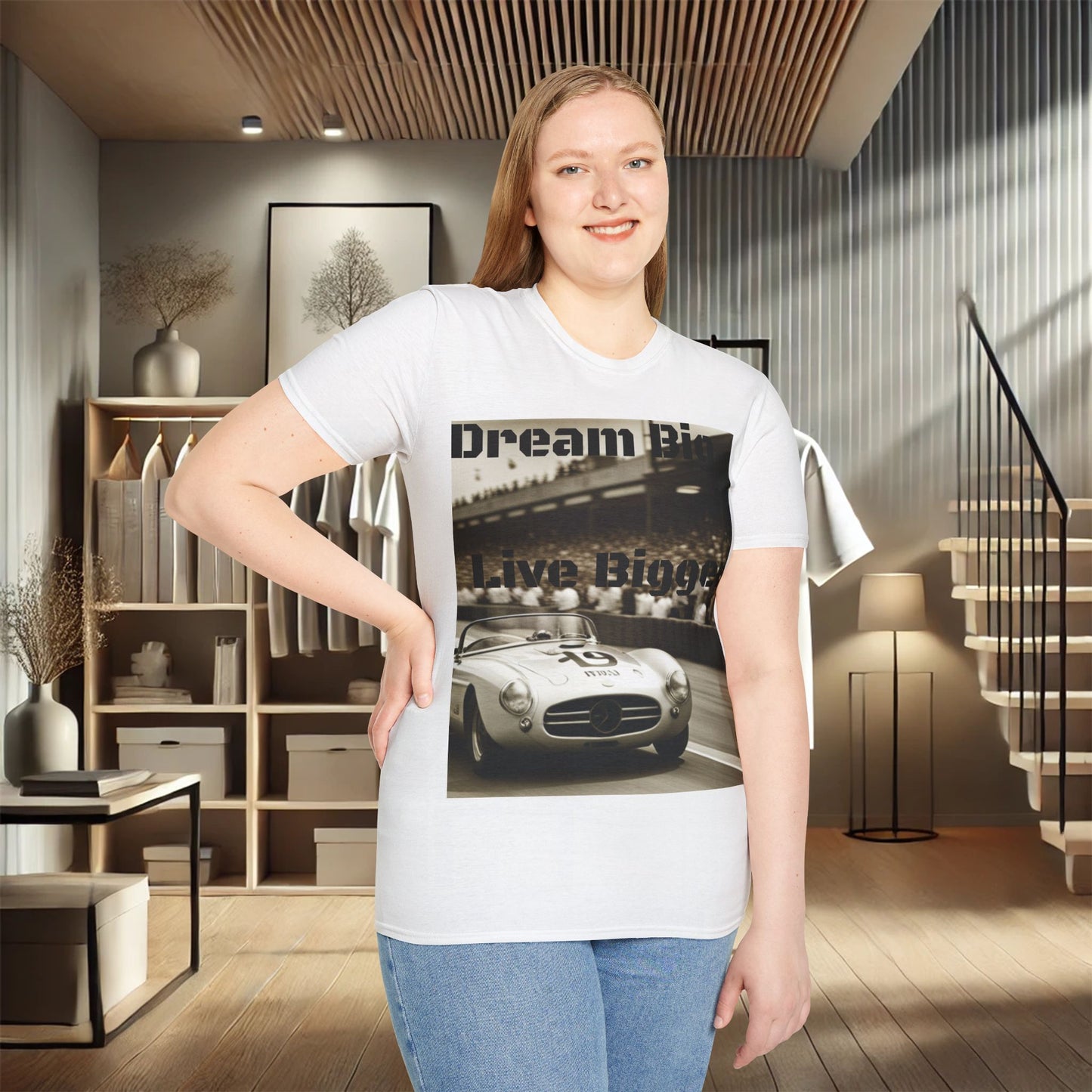 "Dream Big, Live Bigger" Vintage Racing Unisex Soft-Style T-Shirt