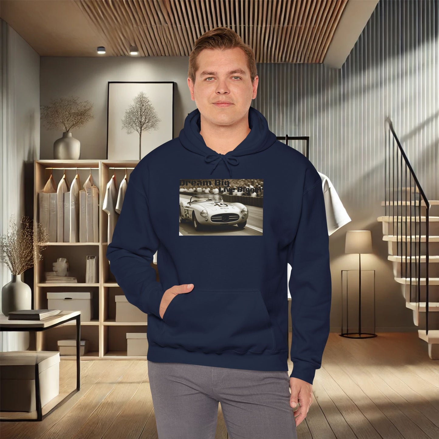 "Dream Big, Live Bigger" Vintage Racing Unisex Heavy Blend Hoodie – Perfect for Cold Days