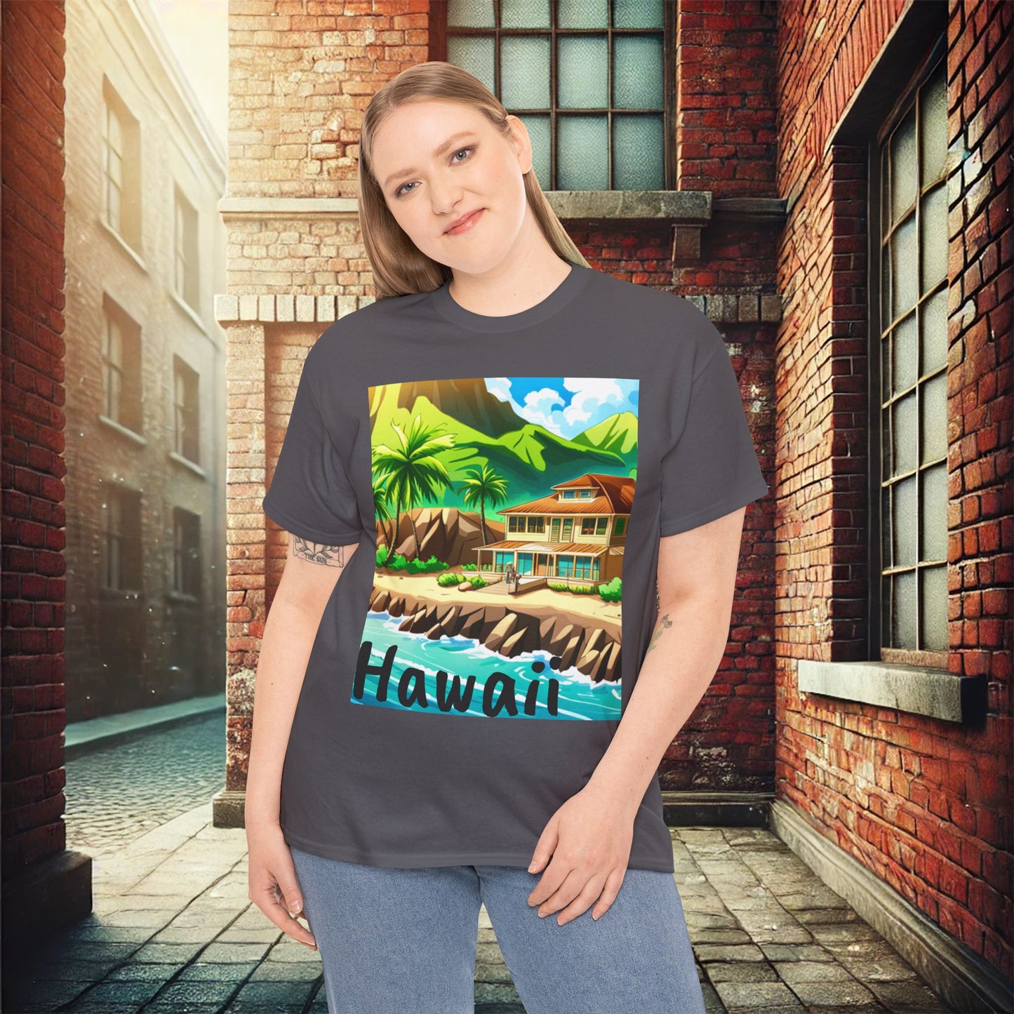 Camiseta de algodón pesado unisex de Hawaii 