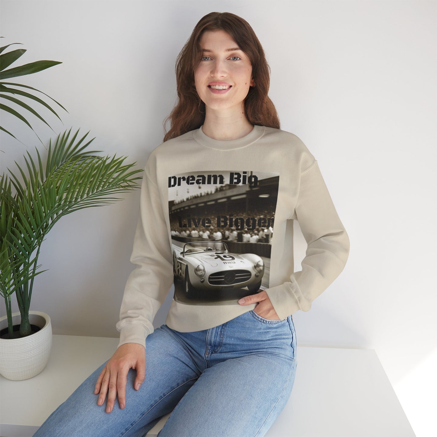 "Dream Big, Live Bigger" Vintage Racing Unisex Heavy Blend Crewneck Sweatshirt – Cozy Comfort for Colder Months