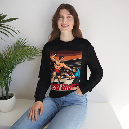 "Now What?" Wrestling Champion Unisex Heavy Blend Crewneck Sweatshirt – Cozy Comfort for Colder Months