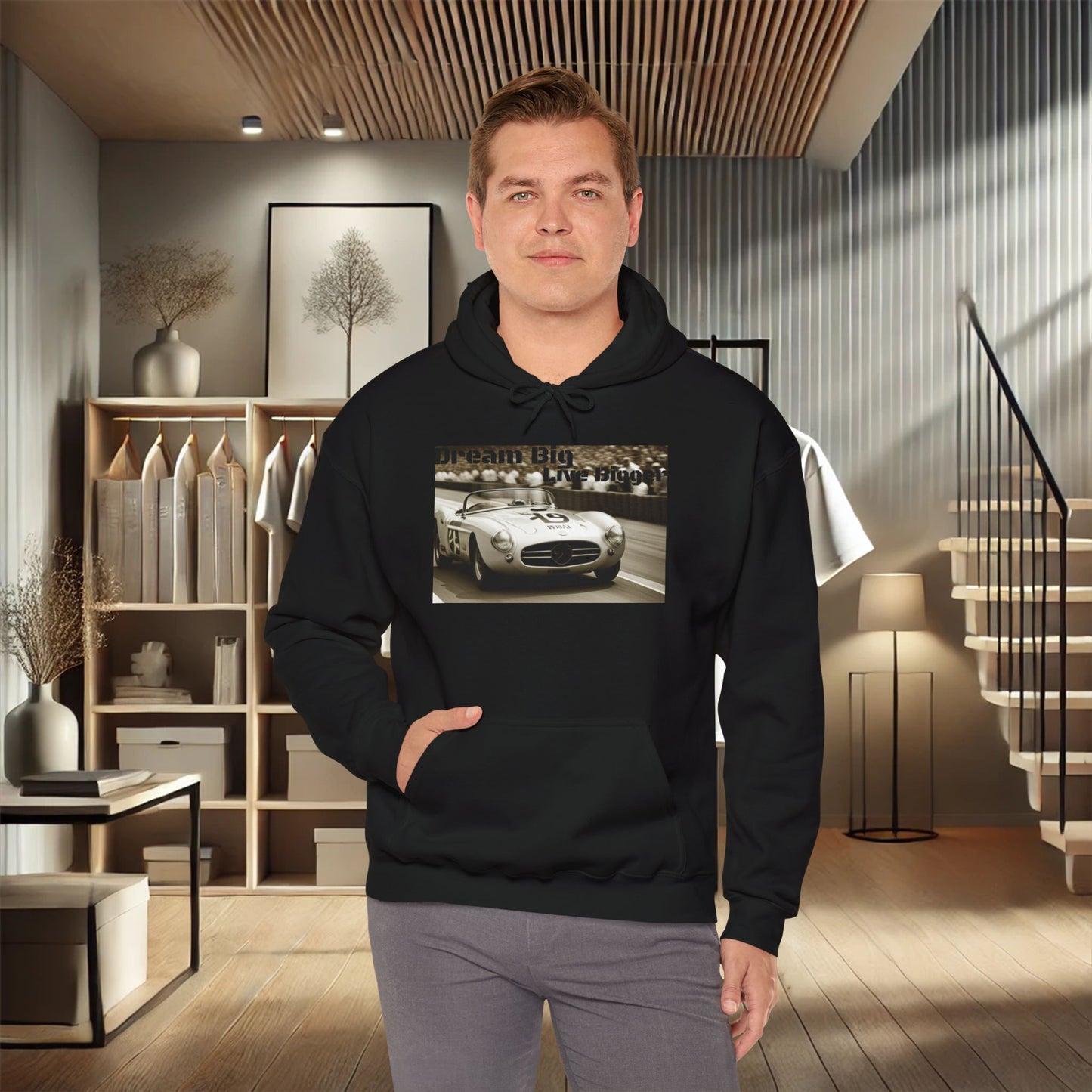 "Dream Big, Live Bigger" Vintage Racing Unisex Heavy Blend Hoodie – Perfect for Cold Days