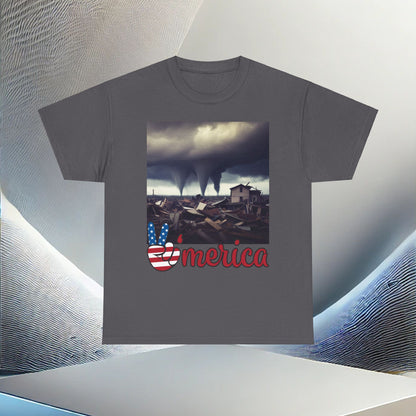 Tornado America Camiseta unisex de algodón pesado