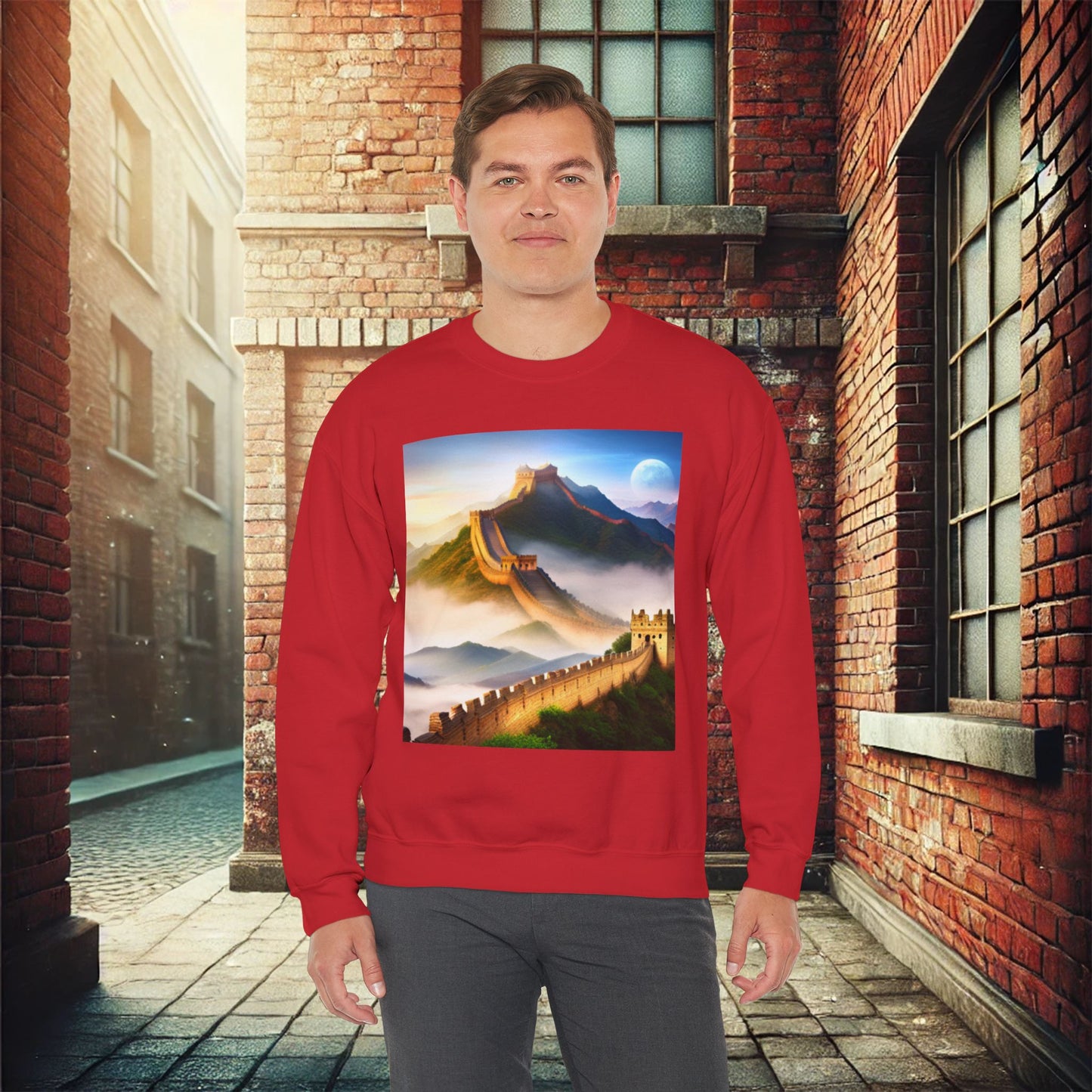 "Majestic Walls of History" Unisex Heavy Blend Crewneck Sweatshirt – Cozy Comfort for Colder Months