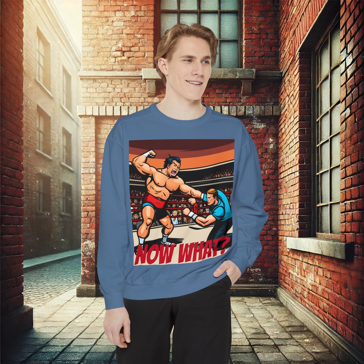 "Now What?" Wrestling Champion Unisex Garment-Dyed Sweatshirt – Premium Comfort & Style