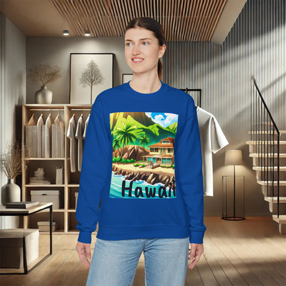 Tropical Paradise Unisex Heavy Blend Crewneck Sweatshirt – Cozy Comfort for Colder Months