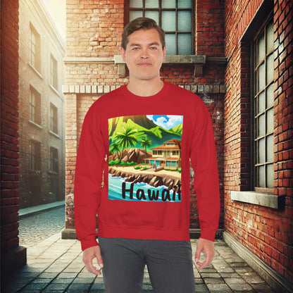 Tropical Paradise Unisex Heavy Blend Crewneck Sweatshirt – Cozy Comfort for Colder Months