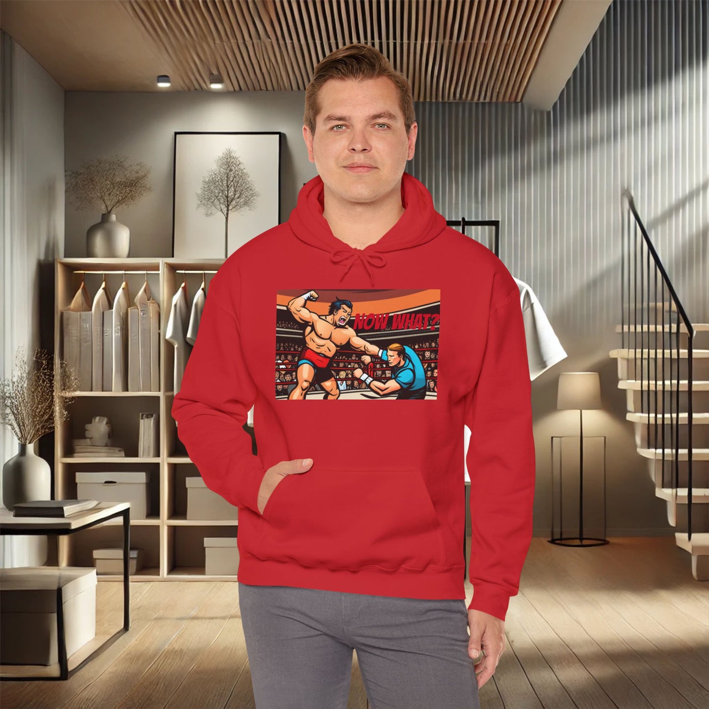 "Now What?" Wrestling Champion Unisex Heavy Blend Hoodie – Perfect for Cold Days