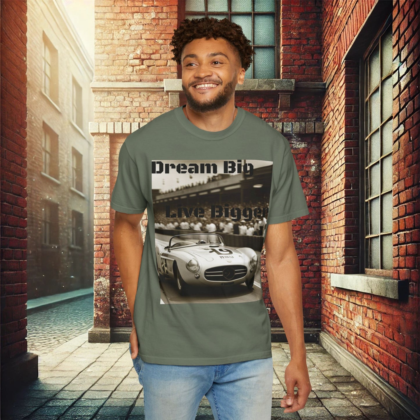 "Dream Big, Live Bigger" Vintage Racing Garment Dyed T-Shirt