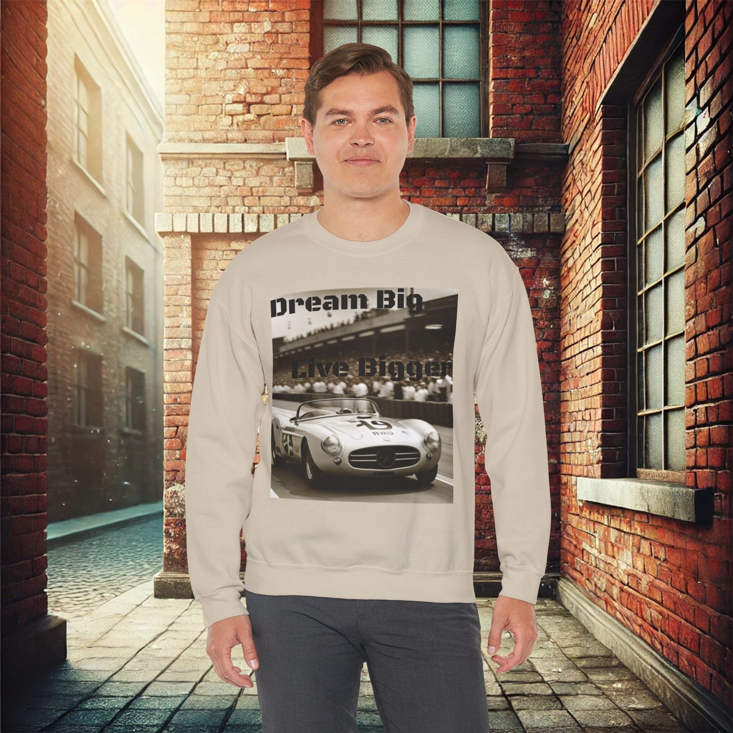 "Dream Big, Live Bigger" Vintage Racing Unisex Heavy Blend Crewneck Sweatshirt – Cozy Comfort for Colder Months