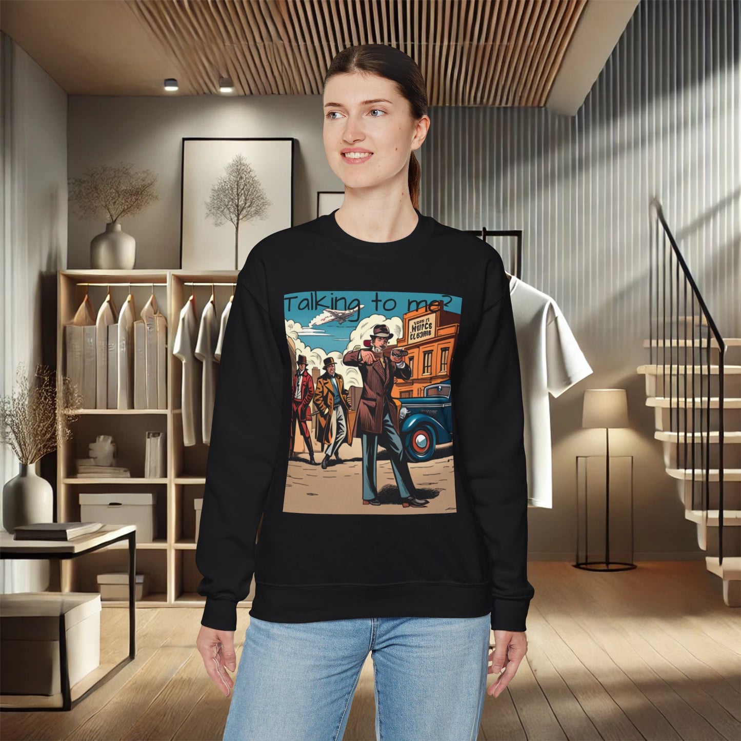 "Vintage Gangster Vibes" Unisex Heavy Blend Crewneck Sweatshirt – Cozy Comfort for Colder Months