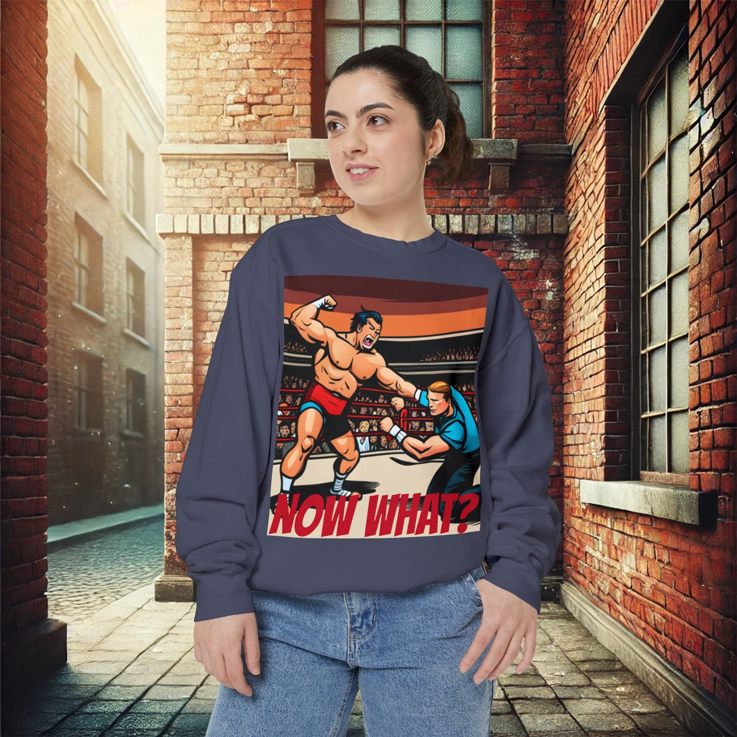 "Now What?" Wrestling Champion Unisex Garment-Dyed Sweatshirt – Premium Comfort & Style