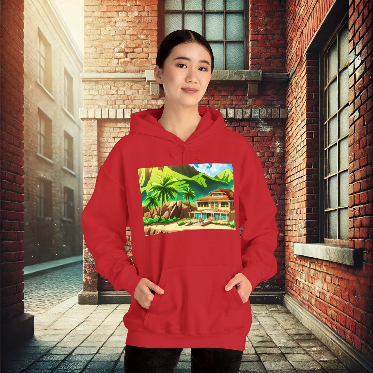 Tropical Paradise Unisex Heavy Blend Hoodie – Perfect for Cold Days