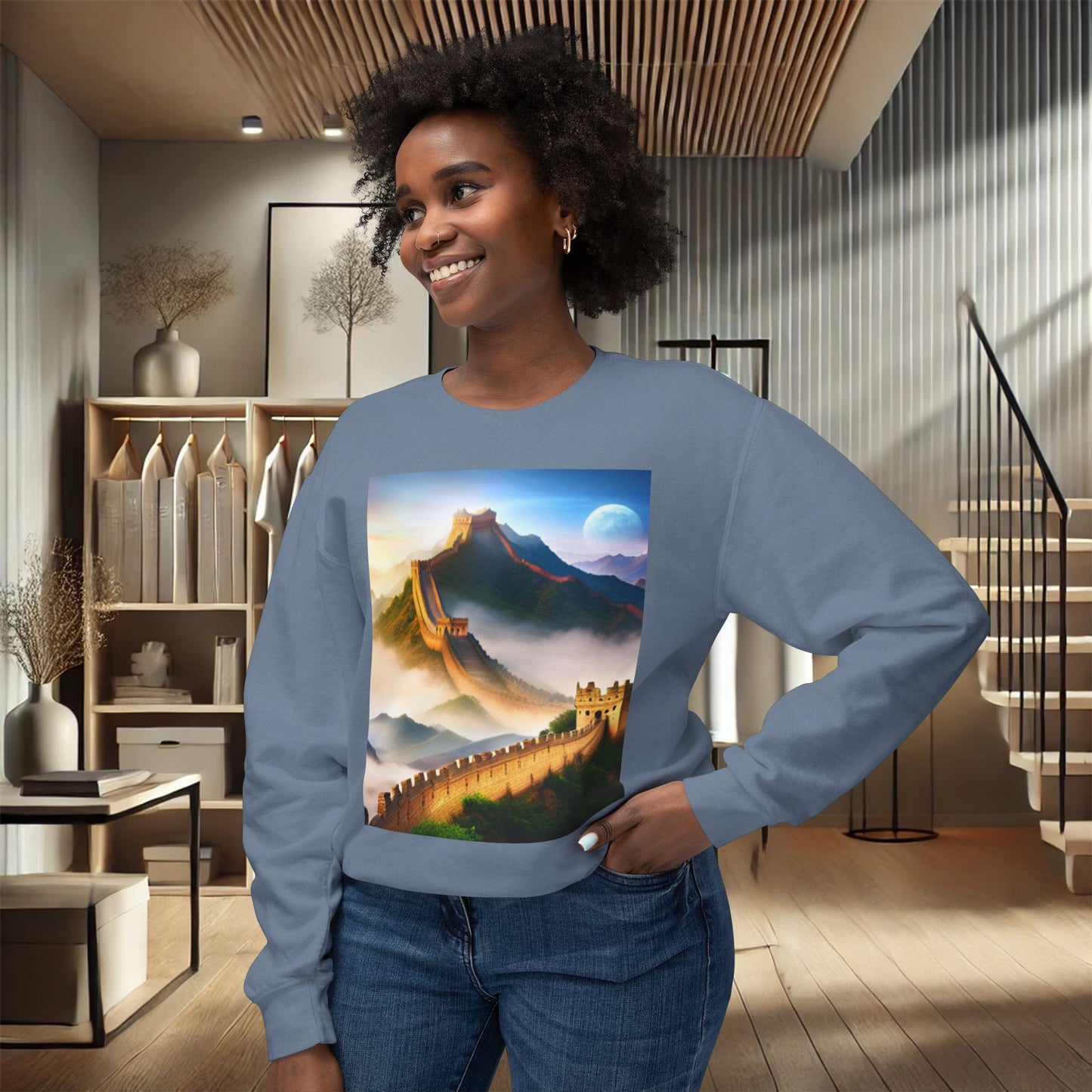 "Majestic Walls of History" Crewneck Sweatshirt – Ultimate Softness & Sustainable Style