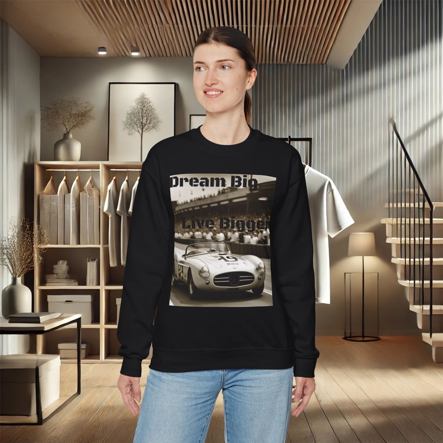 "Dream Big, Live Bigger" Vintage Racing Unisex Heavy Blend Crewneck Sweatshirt – Cozy Comfort for Colder Months