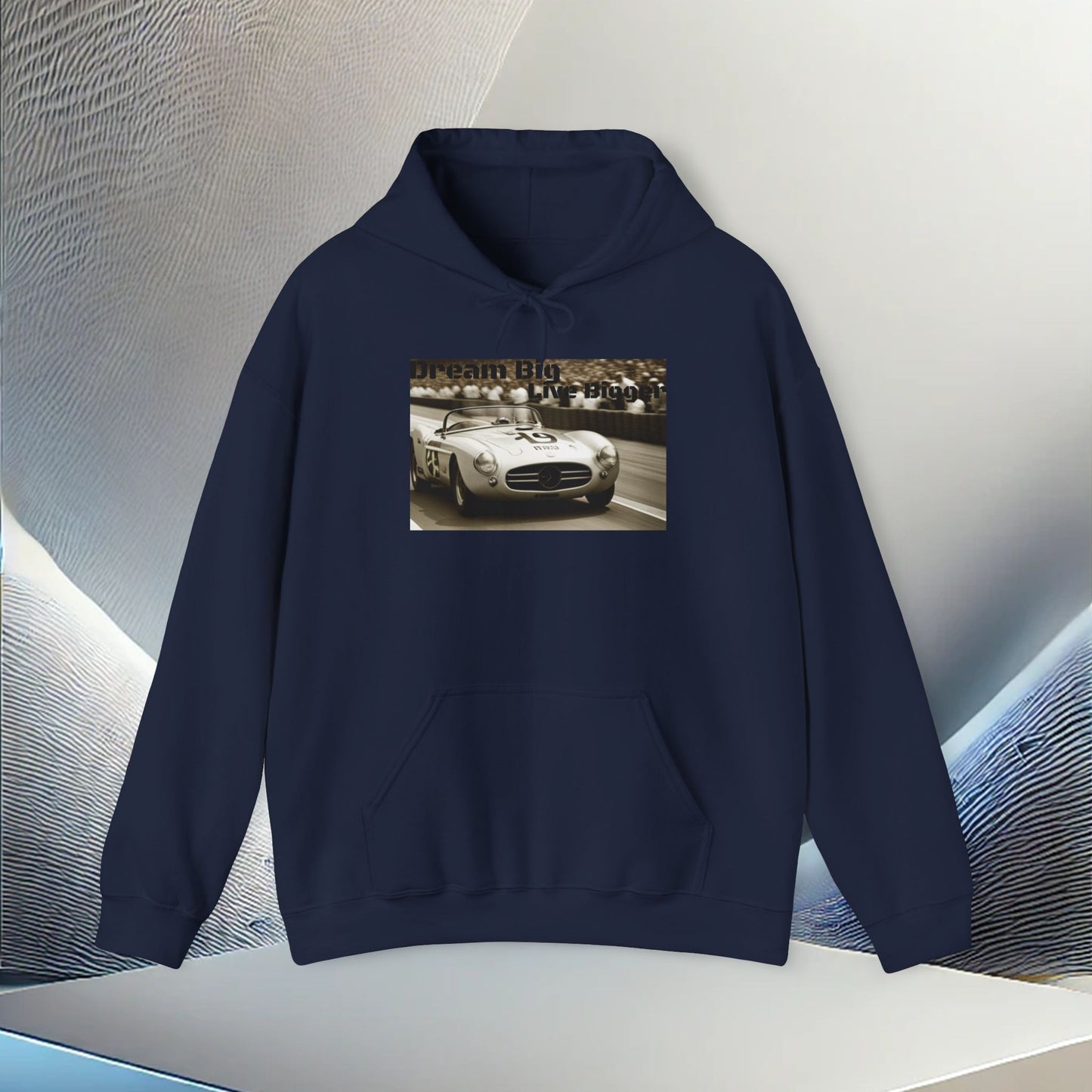 "Dream Big, Live Bigger" Vintage Racing Unisex Heavy Blend Hoodie – Perfect for Cold Days