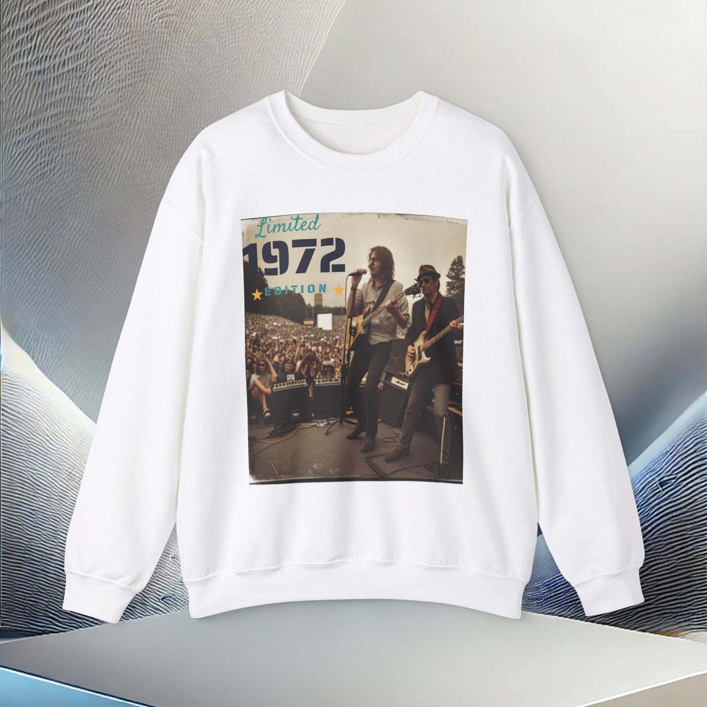 "Vintage 1972 Live" Retro Concert Unisex Heavy Blend Crewneck Sweatshirt – Cozy Comfort for Colder Months