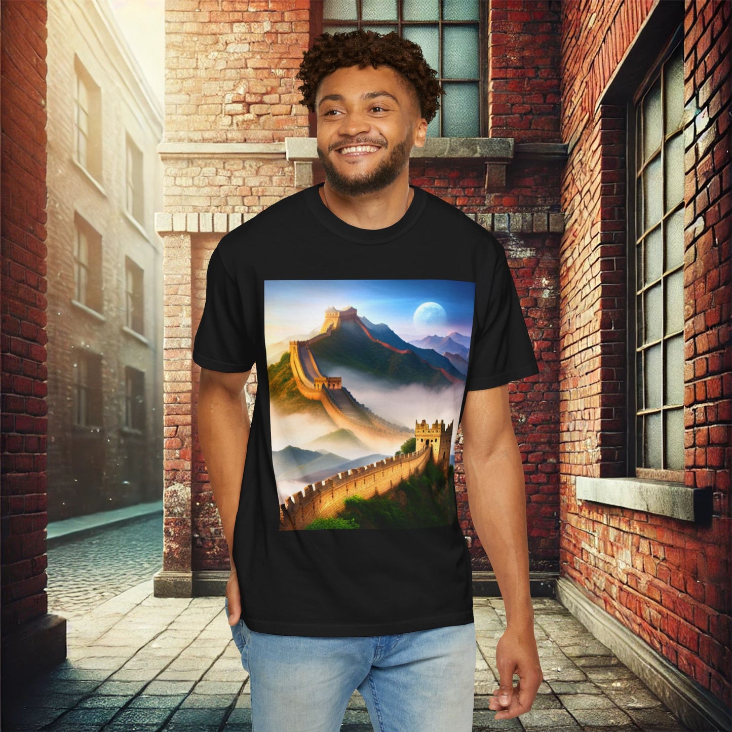 Gran Muralla China Camiseta unisex teñida de prendas 