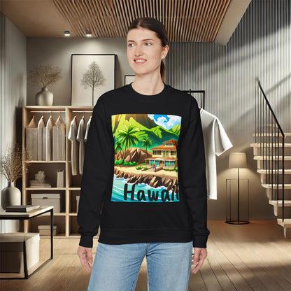 Tropical Paradise Unisex Heavy Blend Crewneck Sweatshirt – Cozy Comfort for Colder Months