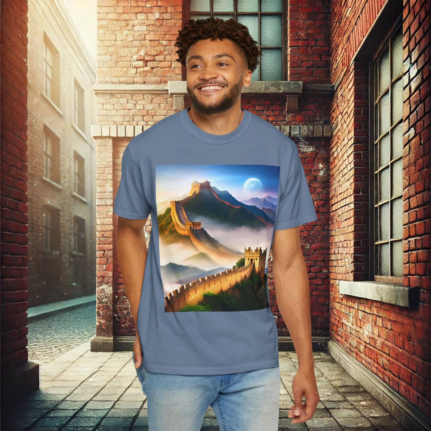 Gran Muralla China Camiseta unisex teñida de prendas 