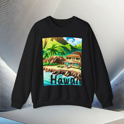 Tropical Paradise Unisex Heavy Blend Crewneck Sweatshirt – Cozy Comfort for Colder Months