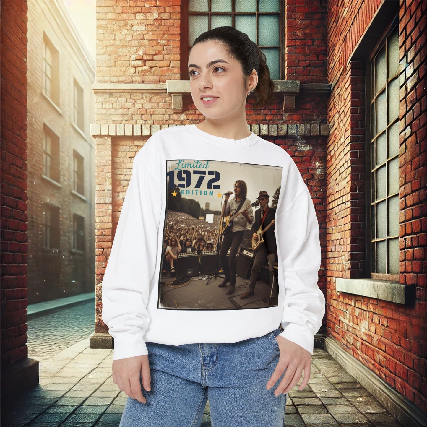 "Vintage 1972 Live" Retro Concert Unisex Garment-Dyed Sweatshirt – Premium Comfort & Style