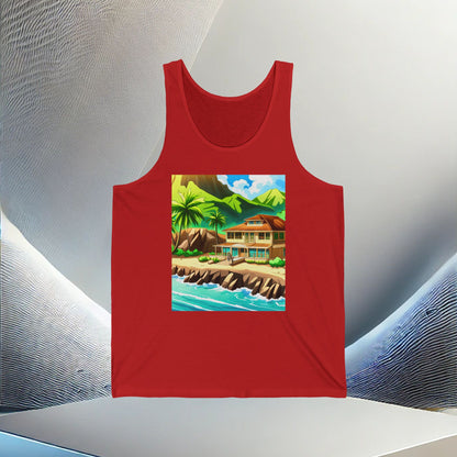 Tropical Paradise Unisex Jersey Tank Top – Island Vibes All Year Long