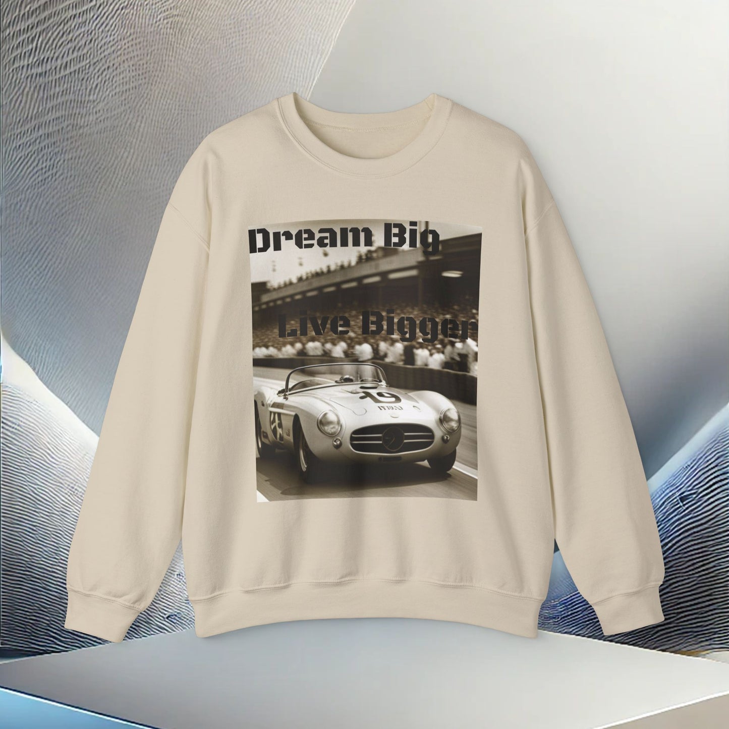 "Dream Big, Live Bigger" Vintage Racing Unisex Heavy Blend Crewneck Sweatshirt – Cozy Comfort for Colder Months