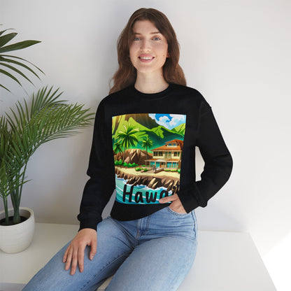 Tropical Paradise Unisex Heavy Blend Crewneck Sweatshirt – Cozy Comfort for Colder Months