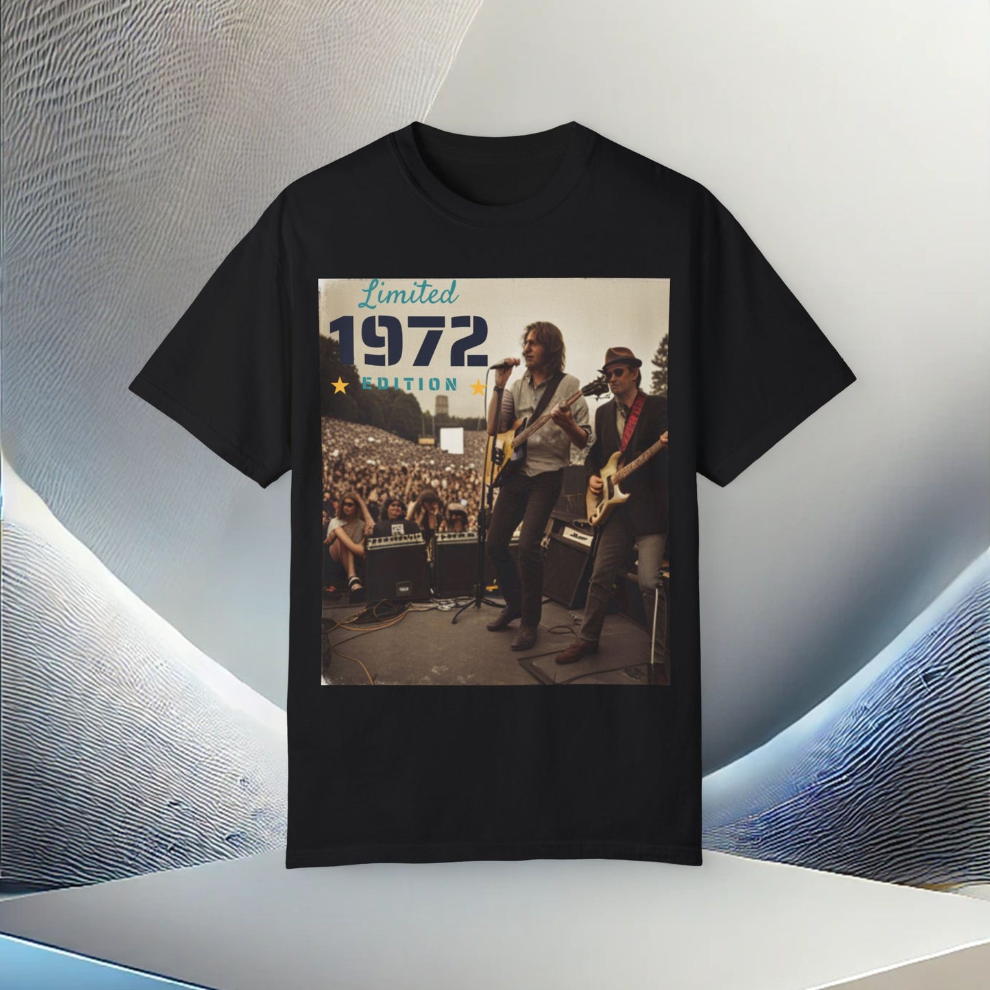 Camiseta teñida en prenda unisex de Rock Band de edición limitada de 1972 