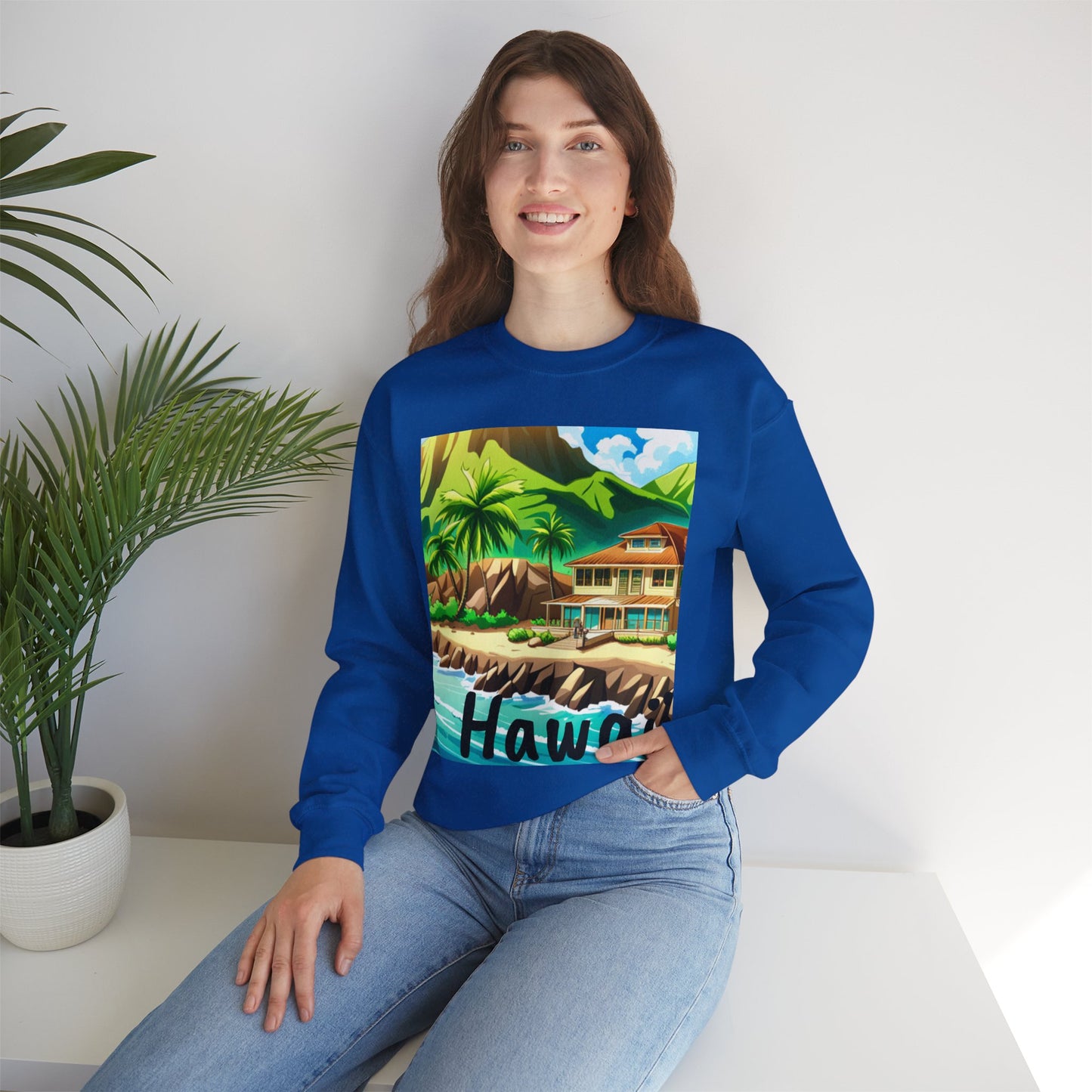 Tropical Paradise Unisex Heavy Blend Crewneck Sweatshirt – Cozy Comfort for Colder Months