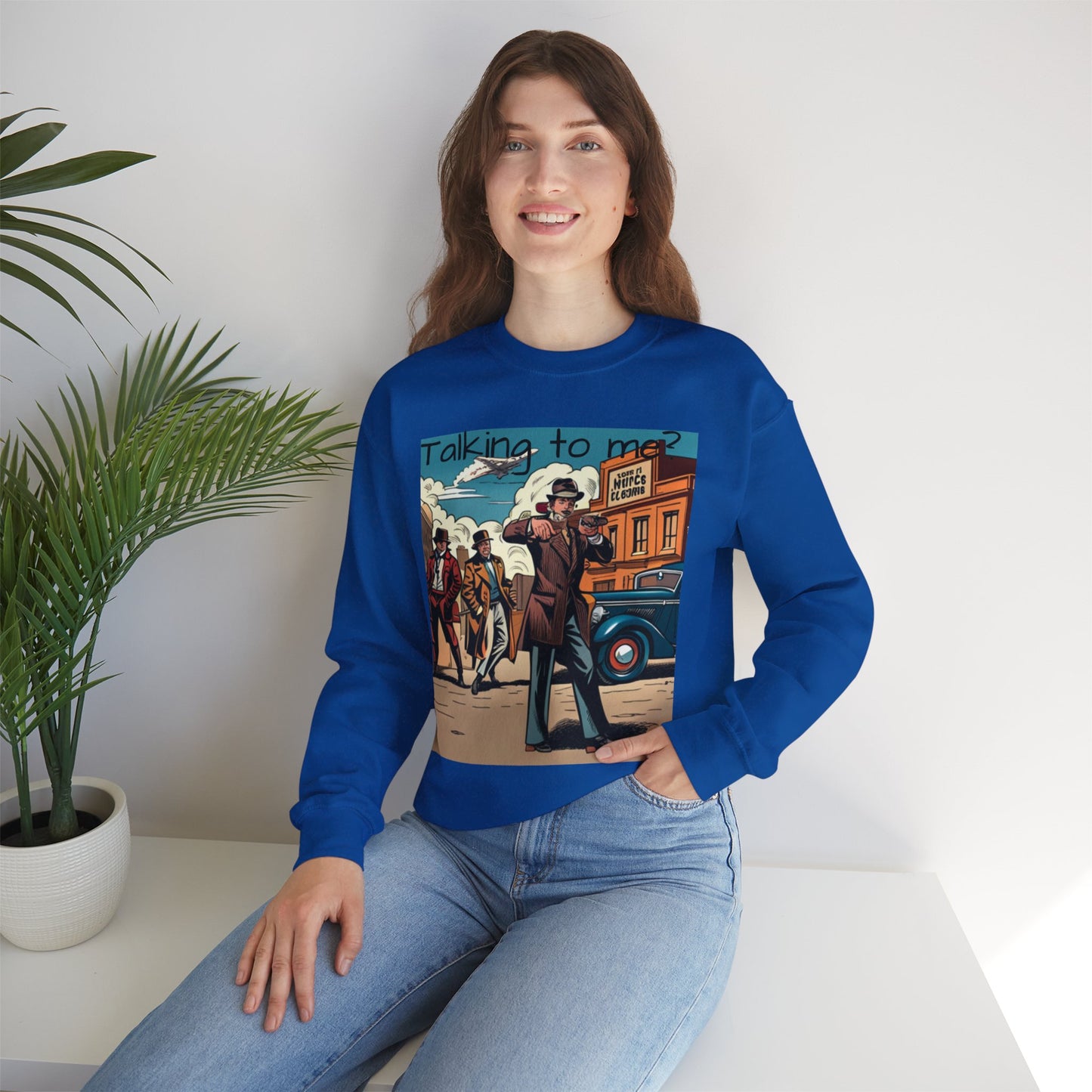 "Vintage Gangster Vibes" Unisex Heavy Blend Crewneck Sweatshirt – Cozy Comfort for Colder Months