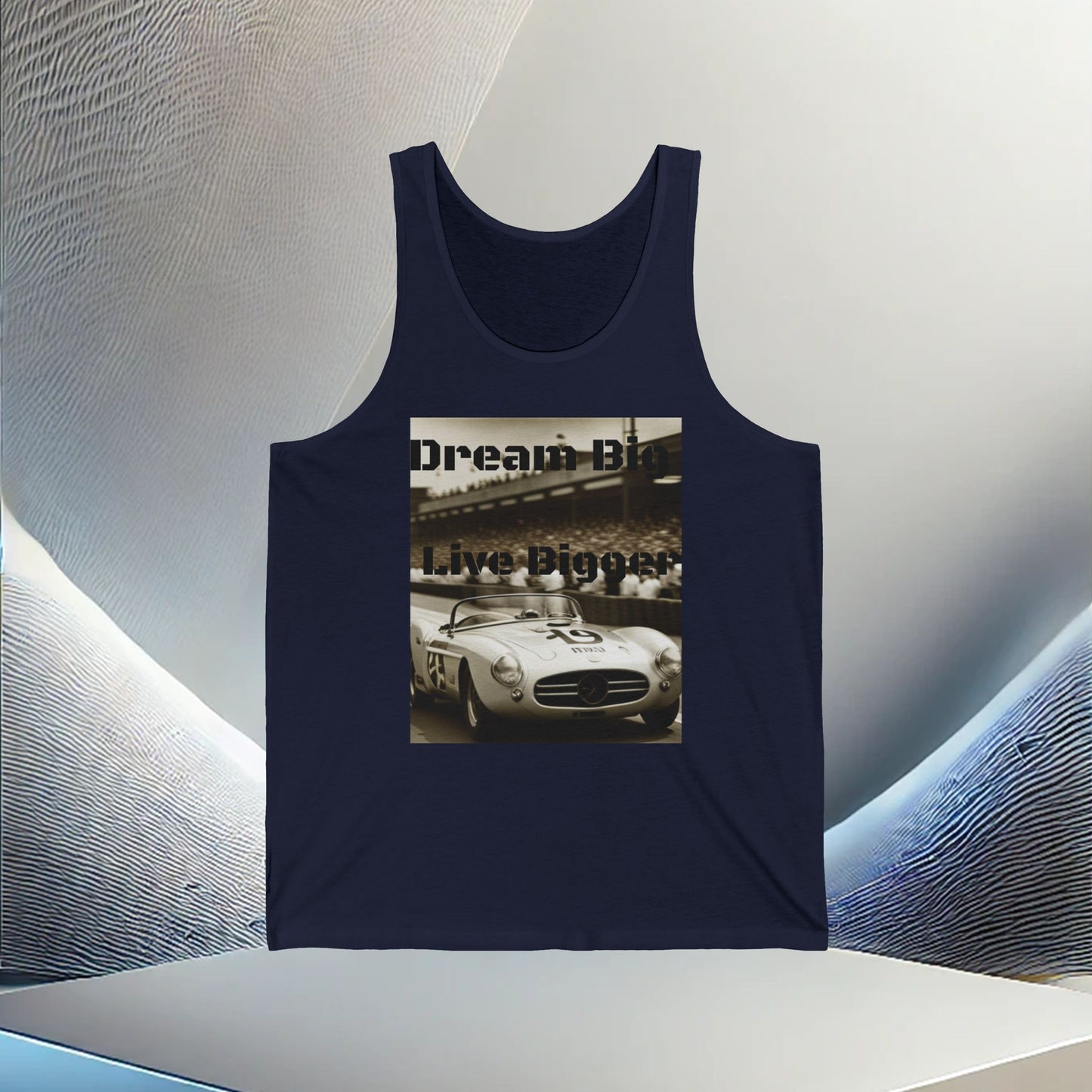 "Dream Big, Live Bigger" Vintage Racing Unisex Jersey Tank Top – Vibes All Year Long