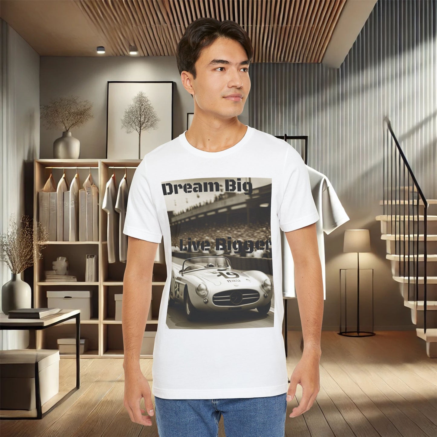 "Dream Big, Live Bigger" Vintage Racing Unisex Jersey Short Sleeve T-Shirt