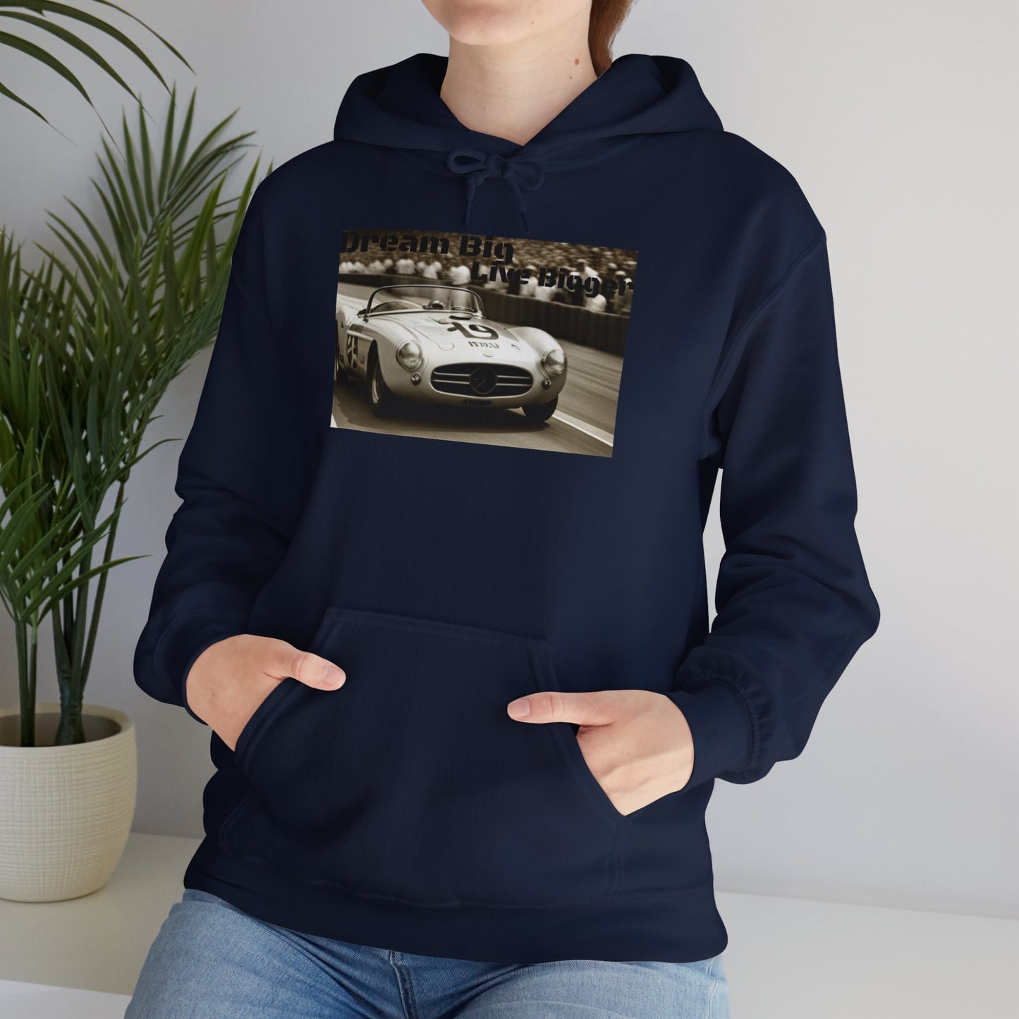 "Dream Big, Live Bigger" Vintage Racing Unisex Heavy Blend Hoodie – Perfect for Cold Days