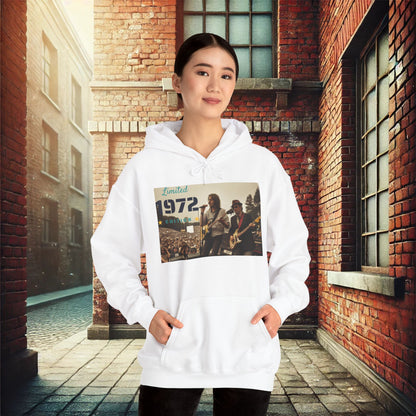 "Vintage 1972 Live" Retro Concert Unisex Heavy Blend Hoodie – Perfect for Cold Days