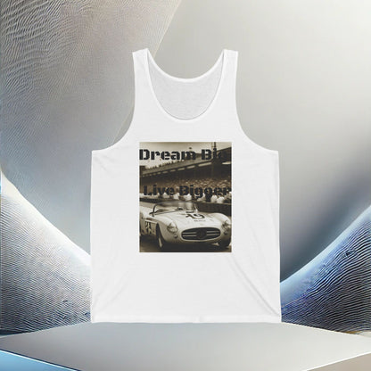 "Dream Big, Live Bigger" Vintage Racing Unisex Jersey Tank Top – Vibes All Year Long