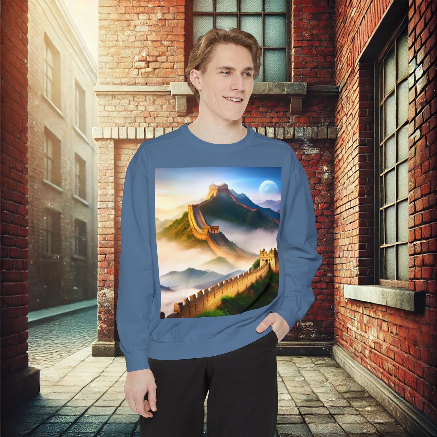 "Majestic Walls of History" Unisex Garment-Dyed Sweatshirt – Premium Comfort & Style