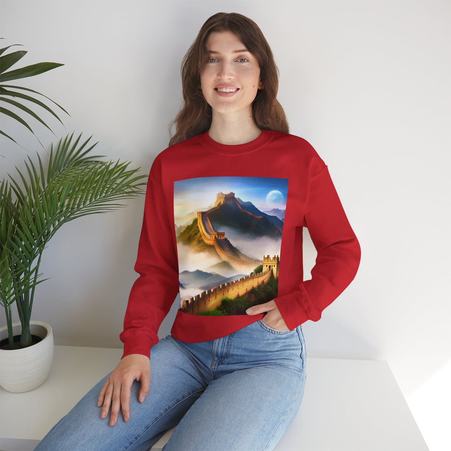 "Majestic Walls of History" Unisex Heavy Blend Crewneck Sweatshirt – Cozy Comfort for Colder Months